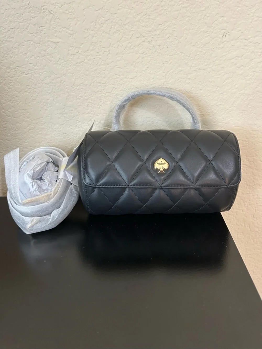 Kate Spade Heart Barrel Quilted Crossbody - Black MSRP $429